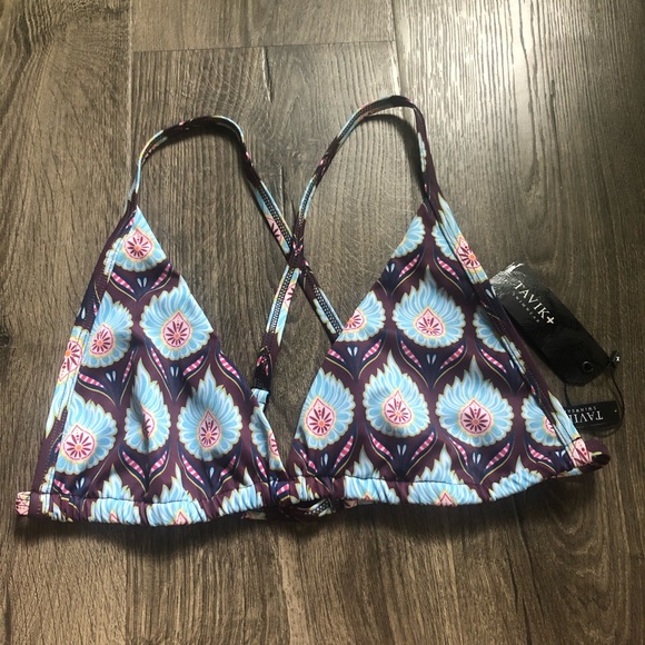 Tavik Monaco Merlot Bikini Floral Top Large - Picture 2 of 7